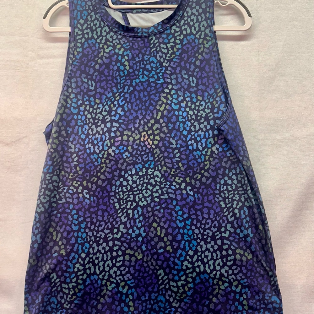 Fabletics medium ‎ Sleeveless Leopard Print Top - Blue and Purple